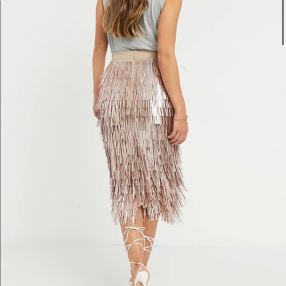 ASOS Dresses & Skirts - ASOS DESIGN sequin layered midi skirt in rose gold